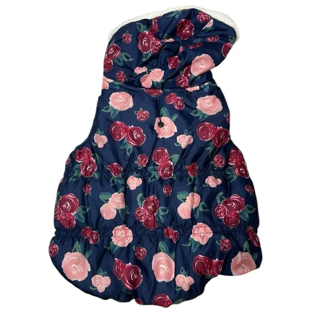 Pup Crew Floral‎ Puffer Hooded Jacket. Size Large.
